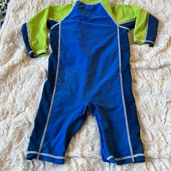 One Step Ahead Sun Smarties Blue/Green One-Piece Zip-Up Bathing Suit Size 24 - Picture 5 of 6